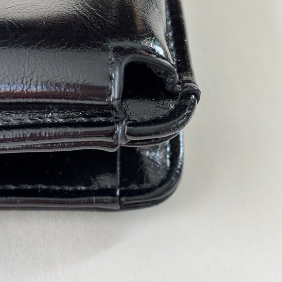 Black Patent Leather Crossbody Wallet Purse - Picture 11 of 12